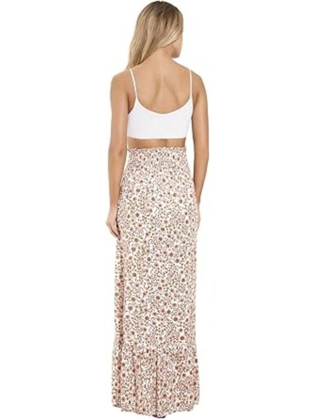 Floral High-Slit Maxi Skirt By Maaji Smocked Waist Small 100% Viscose Lightweigh - Picture 11 of 15